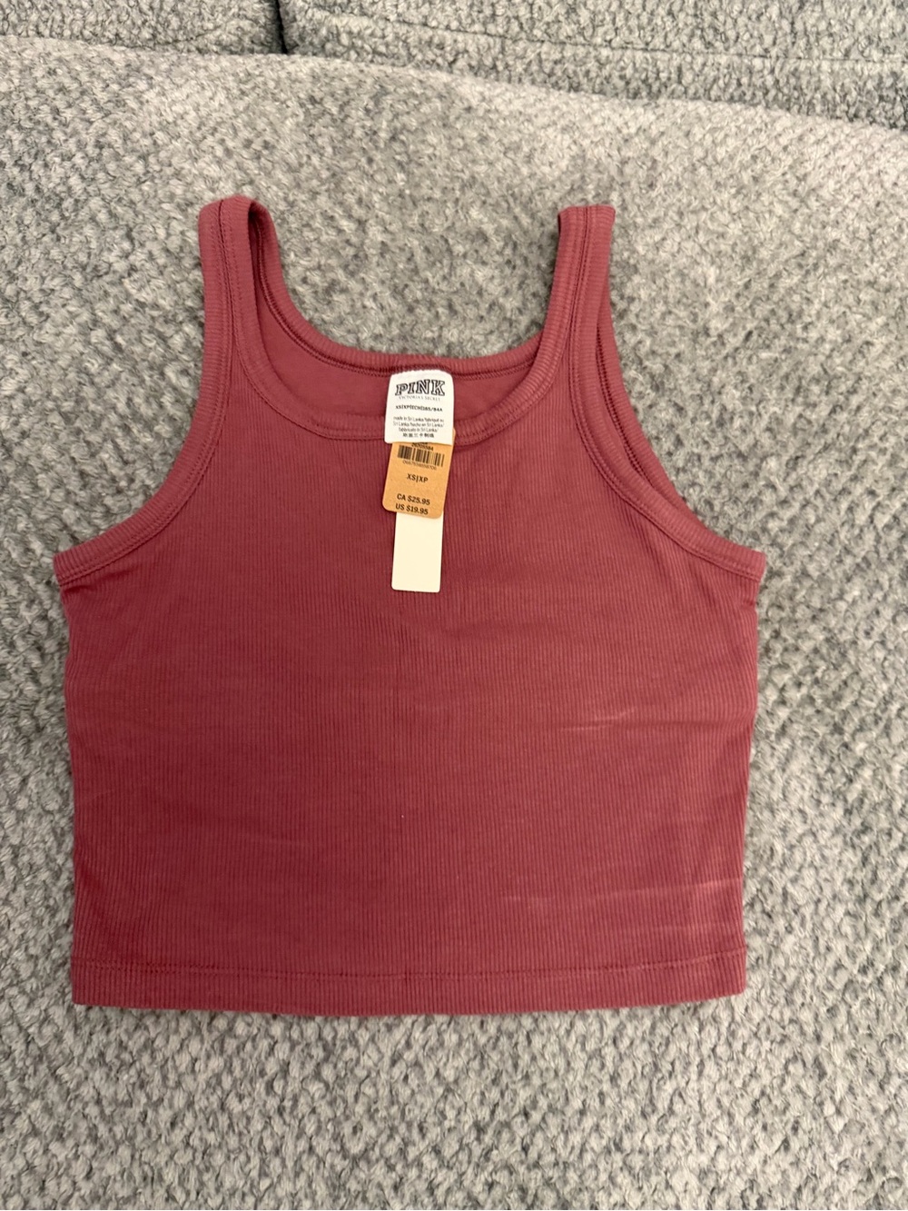 PINK Victoria's Secret Ribbed Cropped Tank - Dusty Rose